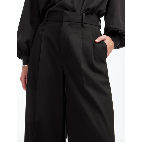 Madewell The Petite Harlow Superwide Leg Trouser Brushed Twill Black US 0 NWT - Picture 6 of 13